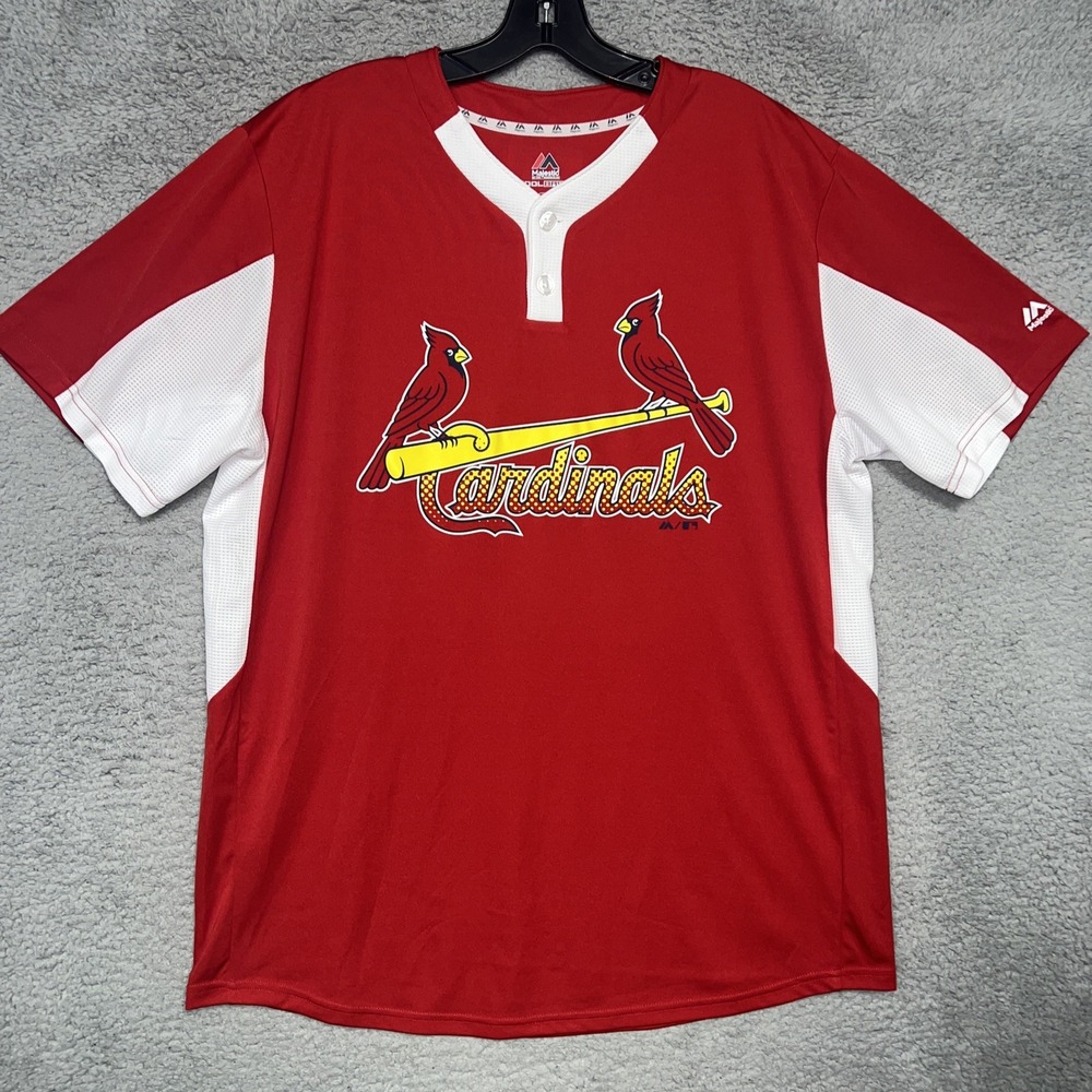 Majestic St. Louis Cardinals Jersey Men's Sz L Red Cool Base Baseball MLB Shirt